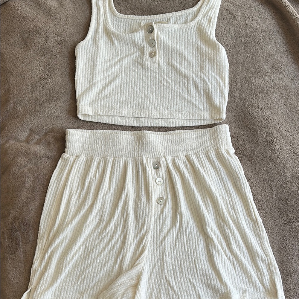 Madewell mwl ribbed crop tank and shorts